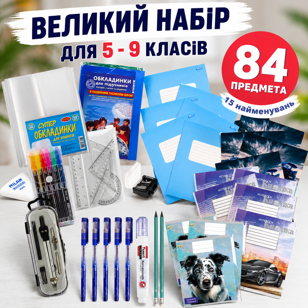 Великий набір канцтоварів для 5-9 класів